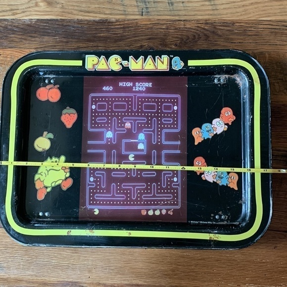 VINTAGE 1980's Midway PAC-MAN TV Folding Serving Tray Metal ✨ - Picture 16 of 16